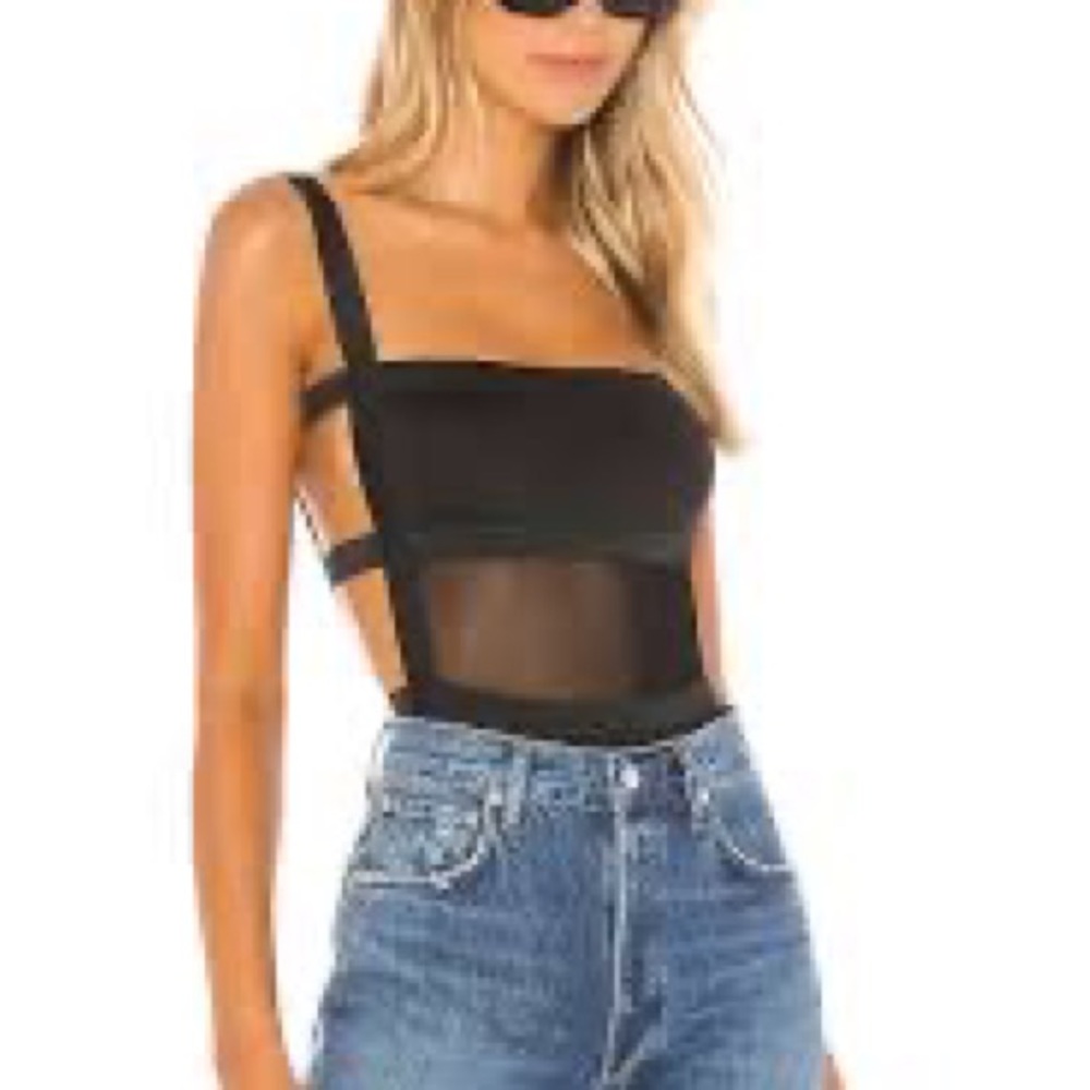 superdown Black Mesh Bodysuit